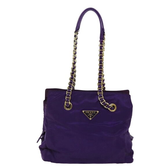 PRADA Chain Shoulder Bag Nylon Purple Auth - Picture 1 of 16